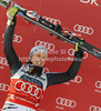 Winner Viktoria Rebensburg of Germany celebrates her medal won in women giant slalom race of Audi FIS Alpine skiing World cup in Ofterschwang, Germany. Women giant slalom race of Audi FIS Alpine skiing World cup was held in Ofterschwang, Germany, on Saturday, 3rd of March 2012.
