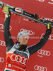 Winner Viktoria Rebensburg of Germany celebrates her medal won in women giant slalom race of Audi FIS Alpine skiing World cup in Ofterschwang, Germany. Women giant slalom race of Audi FIS Alpine skiing World cup was held in Ofterschwang, Germany, on Saturday, 3rd of March 2012.
