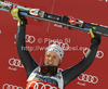 Winner Viktoria Rebensburg of Germany celebrates her medal won in women giant slalom race of Audi FIS Alpine skiing World cup in Ofterschwang, Germany. Women giant slalom race of Audi FIS Alpine skiing World cup was held in Ofterschwang, Germany, on Saturday, 3rd of March 2012.
