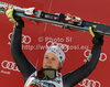 Winner Viktoria Rebensburg of Germany celebrates her medal won in women giant slalom race of Audi FIS Alpine skiing World cup in Ofterschwang, Germany. Women giant slalom race of Audi FIS Alpine skiing World cup was held in Ofterschwang, Germany, on Saturday, 3rd of March 2012.
