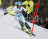 Tanja Poutiainen of Finland skiing in first run of women slalom race of Audi FIS Alpine skiing World cup in Ofterschwang, Germany. Women slalom race of Audi FIS Alpine skiing World cup was held in Ofterschwang, Germany, on Sunday, 4th of March 2012.
