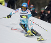 Tanja Poutiainen of Finland skiing in first run of women slalom race of Audi FIS Alpine skiing World cup in Ofterschwang, Germany. Women slalom race of Audi FIS Alpine skiing World cup was held in Ofterschwang, Germany, on Sunday, 4th of March 2012.
