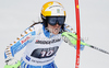 Therese Borssen of Sweden skiing in first run of women slalom race of Audi FIS Alpine skiing World cup in Ofterschwang, Germany. Women slalom race of Audi FIS Alpine skiing World cup was held in Ofterschwang, Germany, on Sunday, 4th of March 2012.
