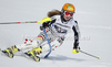 Lena Duerr of Germany skiing in first run of women slalom race of Audi FIS Alpine skiing World cup in Ofterschwang, Germany. Women slalom race of Audi FIS Alpine skiing World cup was held in Ofterschwang, Germany, on Sunday, 4th of March 2012.
