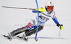 Nastasia Noens of France skiing in first run of women slalom race of Audi FIS Alpine skiing World cup in Ofterschwang, Germany. Women slalom race of Audi FIS Alpine skiing World cup was held in Ofterschwang, Germany, on Sunday, 4th of March 2012.
