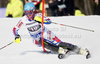 Anne-Sophie Barthet of France skiing in first run of women slalom race of Audi FIS Alpine skiing World cup in Ofterschwang, Germany. Women slalom race of Audi FIS Alpine skiing World cup was held in Ofterschwang, Germany, on Sunday, 4th of March 2012.
