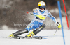 Emelie Wikstroem of Sweden skiing in first run of women slalom race of Audi FIS Alpine skiing World cup in Ofterschwang, Germany. Women slalom race of Audi FIS Alpine skiing World cup was held in Ofterschwang, Germany, on Sunday, 4th of March 2012.
