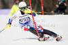 Sandrine Aubert of France skiing in first run of women slalom race of Audi FIS Alpine skiing World cup in Ofterschwang, Germany. Women slalom race of Audi FIS Alpine skiing World cup was held in Ofterschwang, Germany, on Sunday, 4th of March 2012.
