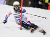 Laurie Mougel of France skiing in first run of women slalom race of Audi FIS Alpine skiing World cup in Ofterschwang, Germany. Women slalom race of Audi FIS Alpine skiing World cup was held in Ofterschwang, Germany, on Sunday, 4th of March 2012.

