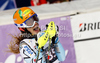 Second placed Resi Stiegler of USA reacts in finish of second run of women slalom race of Audi FIS Alpine skiing World cup in Ofterschwang, Germany. Women slalom race of Audi FIS Alpine skiing World cup was held in Ofterschwang, Germany, on Sunday, 4th of March 2012.

