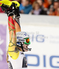 Winner Erin Mielzynski of Canada reacts in finish of second run of women slalom race of Audi FIS Alpine skiing World cup in Ofterschwang, Germany. Women slalom race of Audi FIS Alpine skiing World cup was held in Ofterschwang, Germany, on Sunday, 4th of March 2012.
