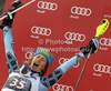 Second placed Resi Stiegler of USA celebrates her medal won in women slalom race of Audi FIS Alpine skiing World cup in Ofterschwang, Germany. Women slalom race of Audi FIS Alpine skiing World cup was held in Ofterschwang, Germany, on Sunday, 4th of March 2012.
