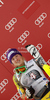 Winner Erin Mielzynski of Canada celebrates her medal won in women slalom race of Audi FIS Alpine skiing World cup in Ofterschwang, Germany. Women slalom race of Audi FIS Alpine skiing World cup was held in Ofterschwang, Germany, on Sunday, 4th of March 2012.
