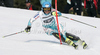 Tanja Poutiainen of Finland skiing in first run of women slalom race of Audi FIS Alpine skiing World cup in Ofterschwang, Germany. Women slalom race of Audi FIS Alpine skiing World cup was held in Ofterschwang, Germany, on Sunday, 4th of March 2012.
