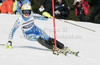 Emelie Wikstroem of Sweden skiing in first run of women slalom race of Audi FIS Alpine skiing World cup in Ofterschwang, Germany. Women slalom race of Audi FIS Alpine skiing World cup was held in Ofterschwang, Germany, on Sunday, 4th of March 2012.
