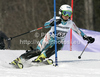 Merle Soppela of Finland skiing in first run of women slalom race of Audi FIS Alpine skiing World cup in Ofterschwang, Germany. Women slalom race of Audi FIS Alpine skiing World cup was held in Ofterschwang, Germany, on Sunday, 4th of March 2012.
