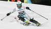 Merle Soppela of Finland skiing in first run of women slalom race of Audi FIS Alpine skiing World cup in Ofterschwang, Germany. Women slalom race of Audi FIS Alpine skiing World cup was held in Ofterschwang, Germany, on Sunday, 4th of March 2012.
