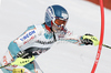 Sanni Leinonen of Finland skiing in first run of women slalom race of Audi FIS Alpine skiing World cup in Ofterschwang, Germany. Women slalom race of Audi FIS Alpine skiing World cup was held in Ofterschwang, Germany, on Sunday, 4th of March 2012.

