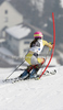 Marie-Michele Gagnon of Canada skiing in second run of women slalom race of Audi FIS Alpine skiing World cup in Ofterschwang, Germany. Women slalom race of Audi FIS Alpine skiing World cup was held in Ofterschwang, Germany, on Sunday, 4th of March 2012.
