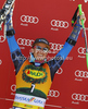 Winner Ted Ligety of USA celebrates his medal won in men giant slalom race of Audi FIS Alpine skiing World cup in Kranjska Gora, Slovenia. Men slalom race of Audi FIS Alpine skiing World cup was held in Kranjska Gora, Slovenia, on Saturday, 10th of March 2012.
