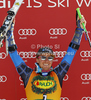 Winner Ted Ligety of USA celebrates his medal won in men giant slalom race of Audi FIS Alpine skiing World cup in Kranjska Gora, Slovenia. Men slalom race of Audi FIS Alpine skiing World cup was held in Kranjska Gora, Slovenia, on Saturday, 10th of March 2012.
