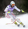 Manfred Pranger of Austria skiing in first run of men slalom race of Audi FIS Alpine skiing World cup in Kranjska Gora, Slovenia. Men slalom race of Audi FIS Alpine skiing World cup was held in Kranjska Gora, Slovenia, on Sunday, 11th of March 2012.

