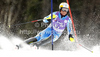 Mattias Hargin of Sweden skiing in first run of men slalom race of Audi FIS Alpine skiing World cup in Kranjska Gora, Slovenia. Men slalom race of Audi FIS Alpine skiing World cup was held in Kranjska Gora, Slovenia, on Sunday, 11th of March 2012.
