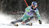 Henrik Kristoffersen of Norway skiing in first run of men slalom race of Audi FIS Alpine skiing World cup in Kranjska Gora, Slovenia. Men slalom race of Audi FIS Alpine skiing World cup was held in Kranjska Gora, Slovenia, on Sunday, 11th of March 2012.
