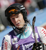 Santeri Paloniemi of Finland reacts in finish of first run of men slalom race of Audi FIS Alpine skiing World cup in Kranjska Gora, Slovenia. Men slalom race of Audi FIS Alpine skiing World cup was held in Kranjska Gora, Slovenia, on Sunday, 11th of March 2012.
