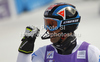 Second placed Cristian Deville of Italy reacts in finish of second run of men slalom race of Audi FIS Alpine skiing World cup in Kranjska Gora, Slovenia. Men slalom race of Audi FIS Alpine skiing World cup was held in Kranjska Gora, Slovenia, on Sunday, 11th of March 2012.
