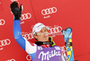 Third placed Alexis Pinturault of France celebrates his medal won in men slalom race of Audi FIS Alpine skiing World cup in Kranjska Gora, Slovenia. Men slalom race of Audi FIS Alpine skiing World cup was held in Kranjska Gora, Slovenia, on Sunday, 11th of March 2012.
