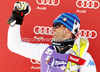 Second placed Cristian Deville of Italy celebrates his medal won in men slalom race of Audi FIS Alpine skiing World cup in Kranjska Gora, Slovenia. Men slalom race of Audi FIS Alpine skiing World cup was held in Kranjska Gora, Slovenia, on Sunday, 11th of March 2012.
