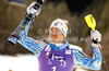 Winner Andre Myhrer of Sweden celebrates his medal won in men slalom race of Audi FIS Alpine skiing World cup in Kranjska Gora, Slovenia. Men slalom race of Audi FIS Alpine skiing World cup was held in Kranjska Gora, Slovenia, on Sunday, 11th of March 2012.
