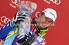 Third placed Alexis Pinturault of France celebrates his medal won in men slalom race of Audi FIS Alpine skiing World cup in Kranjska Gora, Slovenia. Men slalom race of Audi FIS Alpine skiing World cup was held in Kranjska Gora, Slovenia, on Sunday, 11th of March 2012.
