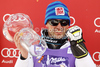 Second placed Cristian Deville of Italy celebrates his medal won in men slalom race of Audi FIS Alpine skiing World cup in Kranjska Gora, Slovenia. Men slalom race of Audi FIS Alpine skiing World cup was held in Kranjska Gora, Slovenia, on Sunday, 11th of March 2012.
