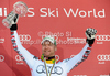 Klaus Kroell of Austria celebrates his Downhill overall FIS Alpine skiing World cup victory after downhill race of Audi FIS Alpine skiing World cup finals in Schladming, Austria. Men downhill race of Audi FIS Alpine skiing World cup finals was held in Schladming, Austria, on Wednesday, 14th of March 2012.
