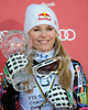 Lindsey Vonn of USA celebrates her Downhill overall FIS Alpine skiing World cup victory after downhill race of Audi FIS Alpine skiing World cup finals in Schladming, Austria. Women downhill race of Audi FIS Alpine skiing World cup finals was held in Schladming, Austria, on Wednesday, 14th of March 2012.
