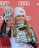 Lindsey Vonn of USA celebrates her Downhill overall FIS Alpine skiing World cup victory after downhill race of Audi FIS Alpine skiing World cup finals in Schladming, Austria. Women downhill race of Audi FIS Alpine skiing World cup finals was held in Schladming, Austria, on Wednesday, 14th of March 2012.
