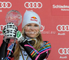 Lindsey Vonn of USA celebrates her Downhill overall FIS Alpine skiing World cup victory after downhill race of Audi FIS Alpine skiing World cup finals in Schladming, Austria. Women downhill race of Audi FIS Alpine skiing World cup finals was held in Schladming, Austria, on Wednesday, 14th of March 2012.
