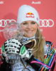 Lindsey Vonn of USA celebrates her Downhill overall FIS Alpine skiing World cup victory after downhill race of Audi FIS Alpine skiing World cup finals in Schladming, Austria. Women downhill race of Audi FIS Alpine skiing World cup finals was held in Schladming, Austria, on Wednesday, 14th of March 2012.
