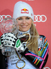 Lindsey Vonn of USA celebrates her Downhill overall FIS Alpine skiing World cup victory after downhill race of Audi FIS Alpine skiing World cup finals in Schladming, Austria. Women downhill race of Audi FIS Alpine skiing World cup finals was held in Schladming, Austria, on Wednesday, 14th of March 2012.
