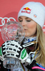 Lindsey Vonn of USA celebrates her Downhill overall FIS Alpine skiing World cup victory after downhill race of Audi FIS Alpine skiing World cup finals in Schladming, Austria. Women downhill race of Audi FIS Alpine skiing World cup finals was held in Schladming, Austria, on Wednesday, 14th of March 2012.
