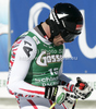 Joachim Puchner of Austria reacts in finish of men downhill race of Audi FIS Alpine skiing World cup finals in Schladming, Austria. Men downhill race of Audi FIS Alpine skiing World cup finals was held in Schladming, Austria, on Wednesday, 14th of March 2012.
