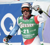 Beat Feuz of Switzerland reacts in finish of men downhill race of Audi FIS Alpine skiing World cup finals in Schladming, Austria. Men downhill race of Audi FIS Alpine skiing World cup finals was held in Schladming, Austria, on Wednesday, 14th of March 2012.
