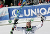 Klaus Kroell of Austria celebrates his overall victory in men downhill Audi FIS Alpine skiing World cup finals in Schladming, Austria. Last men downhill race of Audi FIS Alpine skiing World cup finals was held in Schladming, Austria, on Wednesday, 14th of March 2012.

