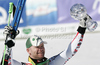 Klaus Kroell of Austria celebrates his overall victory in men downhill Audi FIS Alpine skiing World cup finals in Schladming, Austria. Last men downhill race of Audi FIS Alpine skiing World cup finals was held in Schladming, Austria, on Wednesday, 14th of March 2012.
