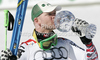 Klaus Kroell of Austria celebrates his overall victory in men downhill Audi FIS Alpine skiing World cup finals in Schladming, Austria. Last men downhill race of Audi FIS Alpine skiing World cup finals was held in Schladming, Austria, on Wednesday, 14th of March 2012.
