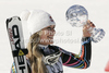 Lindsey Vonn of USA celebrates her overall victory in men downhill Audi FIS Alpine skiing World cup finals in Schladming, Austria. Last women downhill race of Audi FIS Alpine skiing World cup finals was held in Schladming, Austria, on Wednesday, 14th of March 2012.
