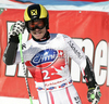 Marcel Hirscher of Austria reacts in finish of men Super-G race of Audi FIS Alpine skiing World cup finals in Schladming, Austria. Men Super-G race of Audi FIS Alpine skiing World cup finals was held in Schladming, Austria, on Thursday, 15th of March 2012.
