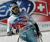 Andreas Romar of Finland reacts in finish of men Super-G race of Audi FIS Alpine skiing World cup finals in Schladming, Austria. Men Super-G race of Audi FIS Alpine skiing World cup finals was held in Schladming, Austria, on Thursday, 15th of March 2012.
